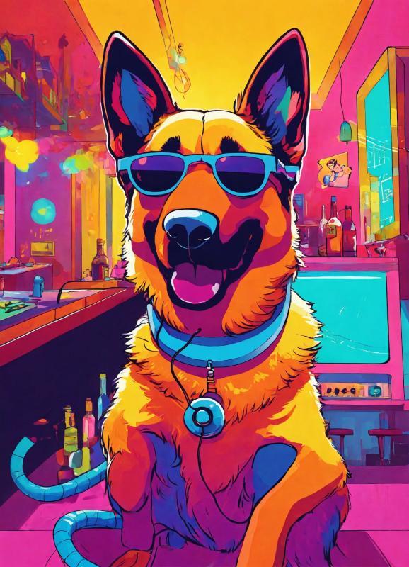 german-shepherd-in-a-disco-bar-with-a-snail-and-a-1