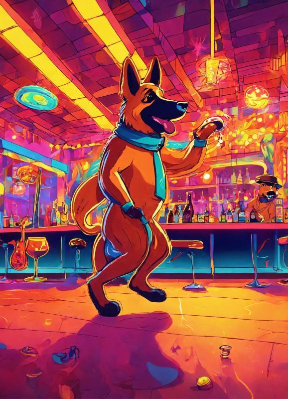 german-shepherd-in-a-disco-bar-with-a-snail-and-a-2